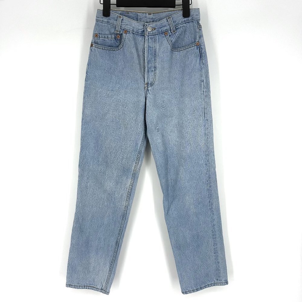 Vintage 1990's Levi's 701 Student Fit High Rise Straight Leg Jeans Light Wash 26 - Picture 1 of 6
